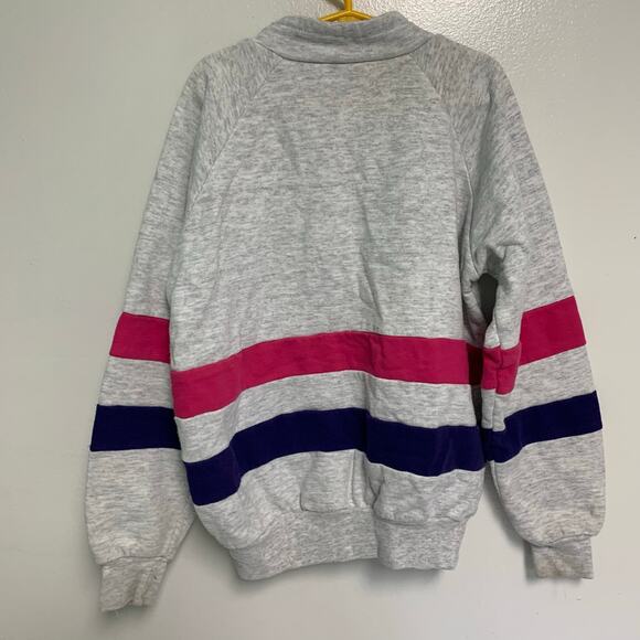 Sun Triangle Kids Vintage 1990’s Florida Neon Quarter Zip Sweatshirt Size L/XL - Picture 5 of 5